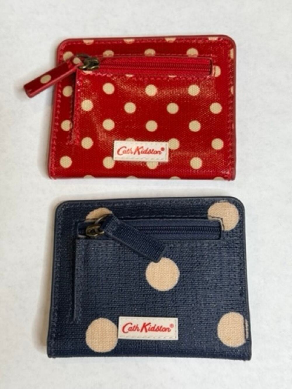 Cath Kidston London Polka Dot Card Wallet Coin Purse Red Navy Set of 2 2016